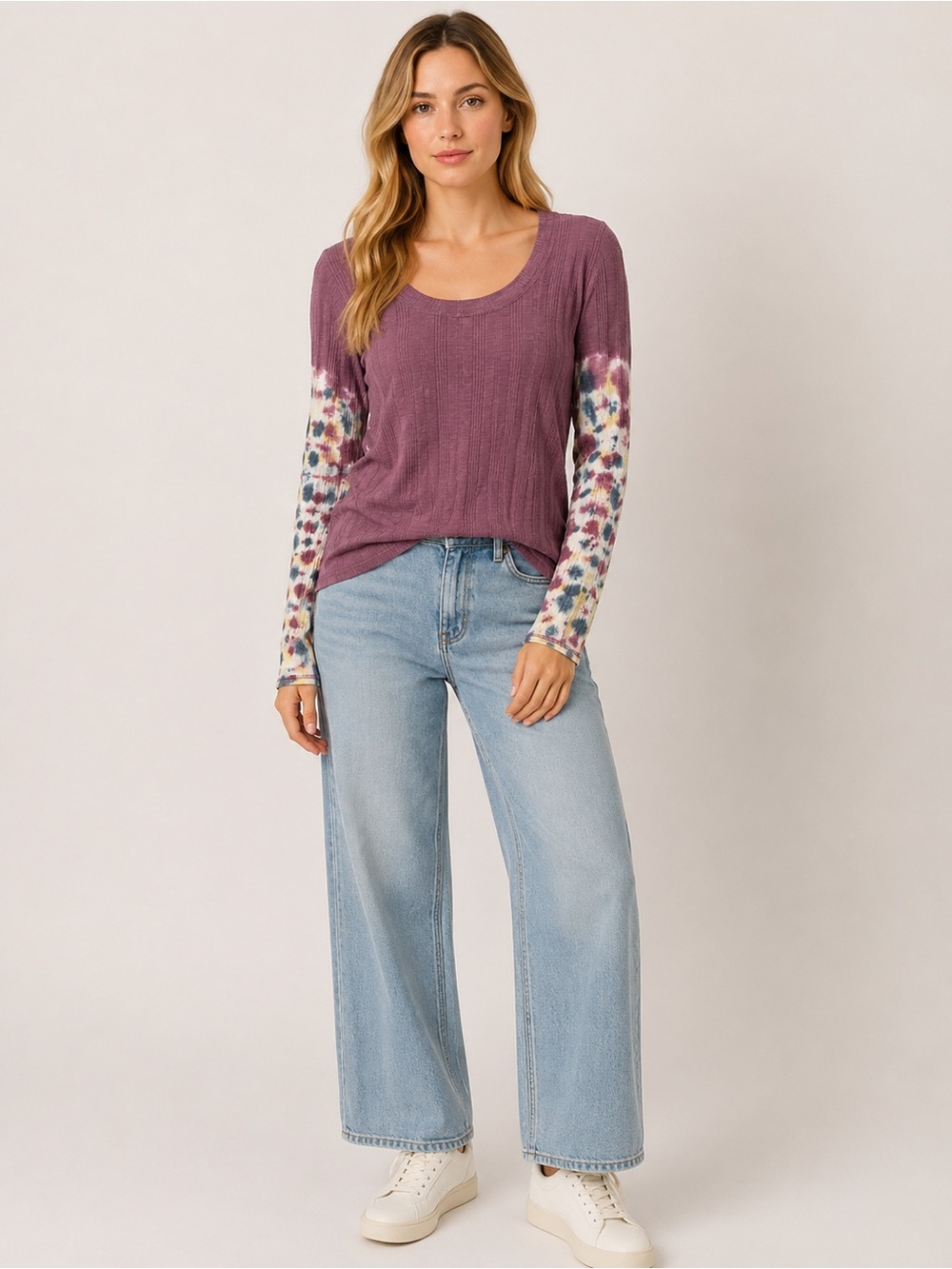 We The Free Misty Mountain Tie Dye Long Sleeve Ribbed Top Women’s XL Casual Boho